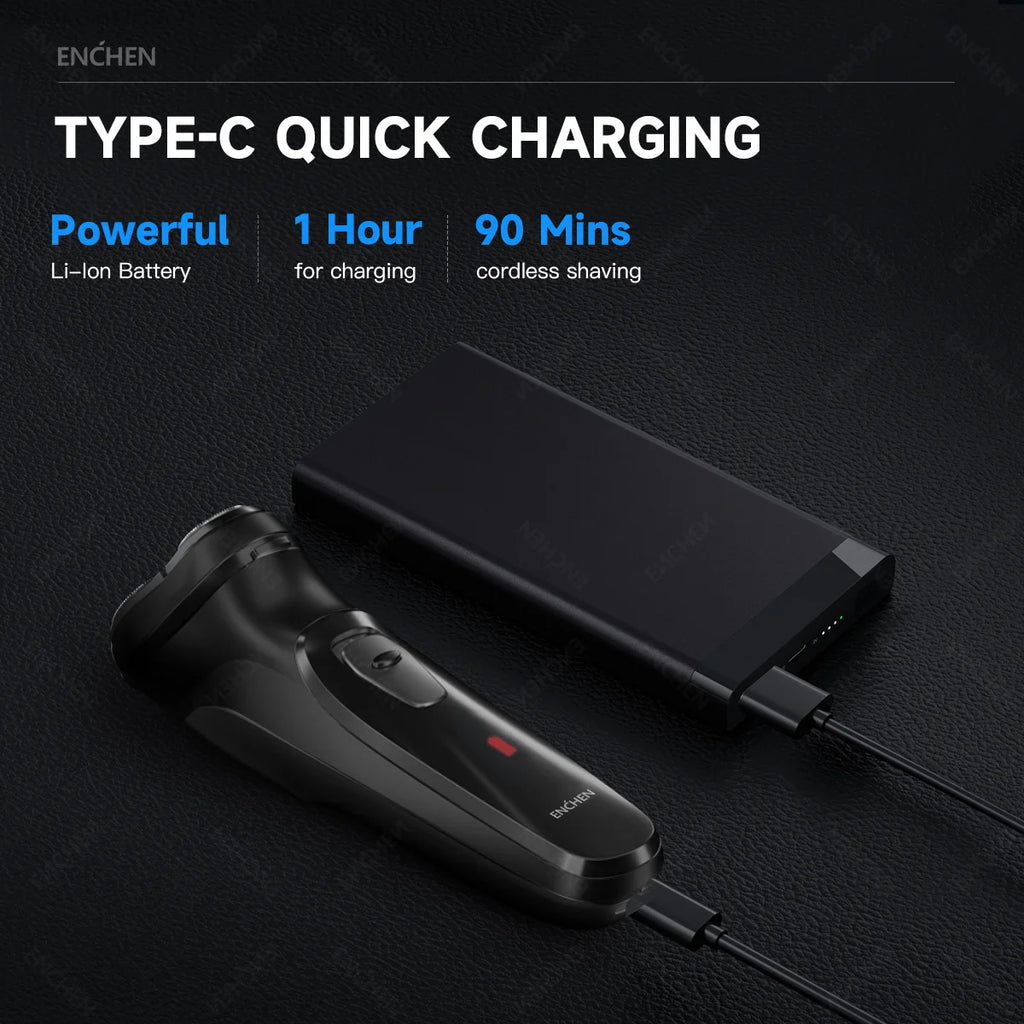Afeitadora Eléctrica ENCHEN Blackstone – Cuchilla 3D, USB-C