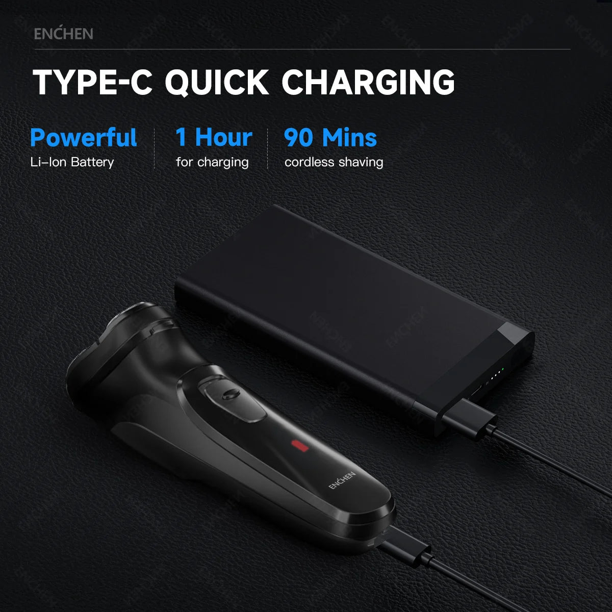 Afeitadora Eléctrica ENCHEN Blackstone – Cuchilla 3D, USB-C